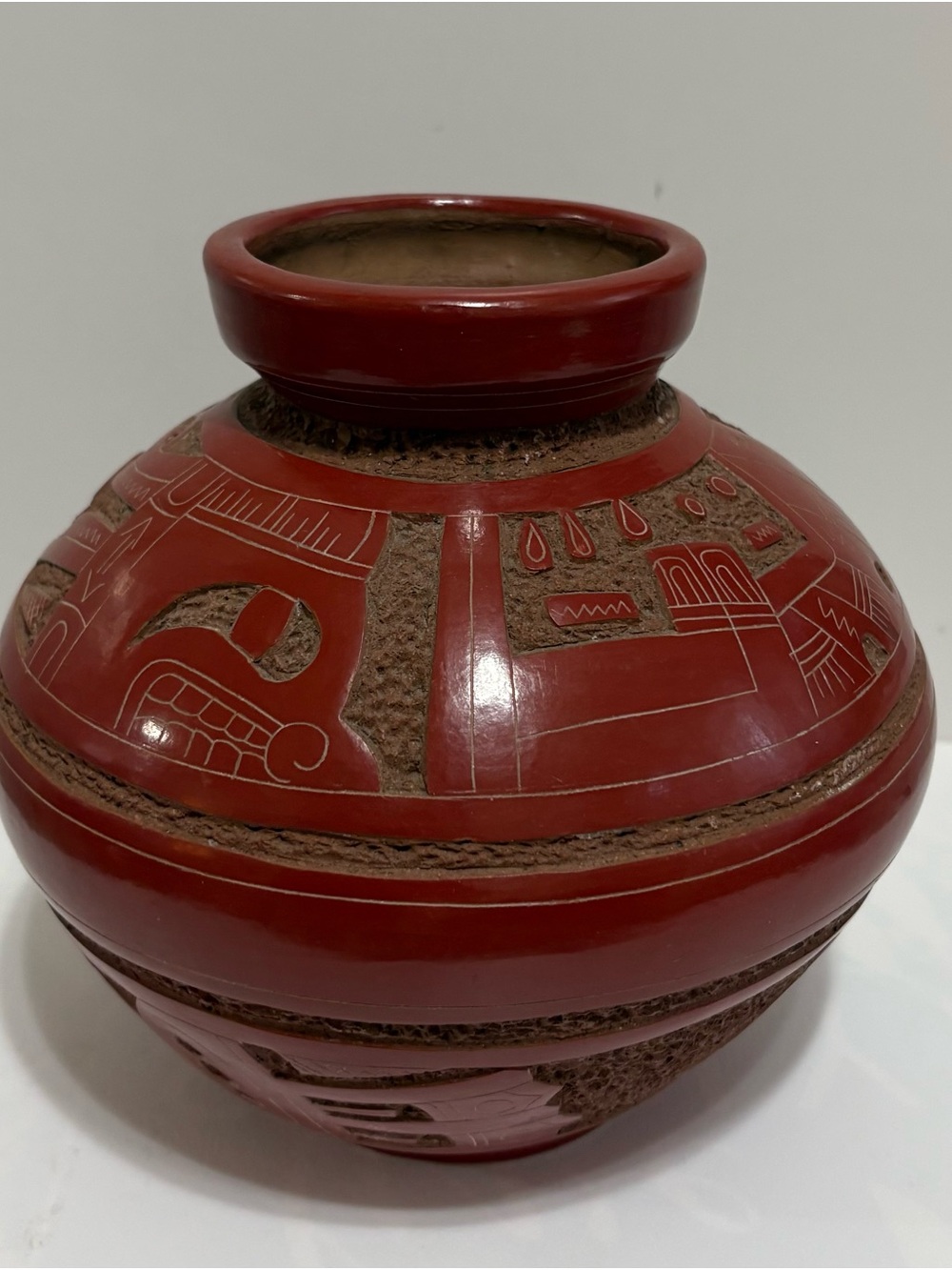 Nicaraguan Pottery By Juan Paulino Martinez Hand Carved Vase